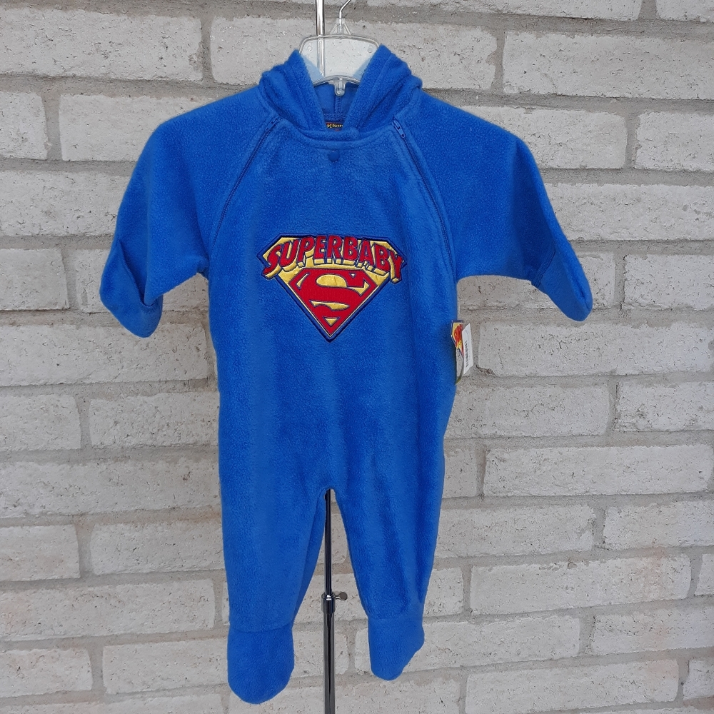 DC Comics SuperBaby Footed Hooded Fleece Onesie